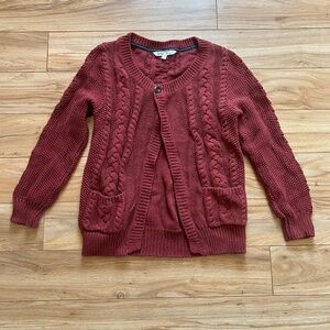 Fat Face Women's Brick Red Cable Knit Cardigan Sweater